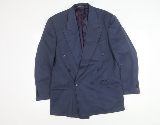 Corman Men's Blue Double-Breasted Blazer 38