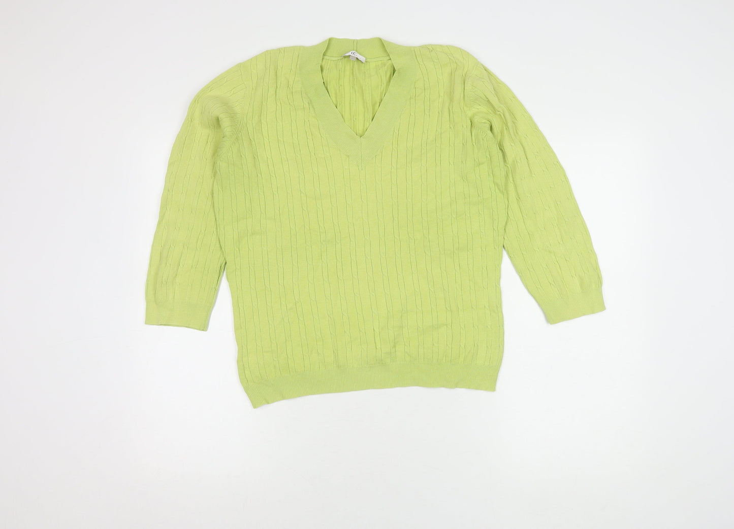 CC Women's Green Cable-Knit L Pullover Jumper