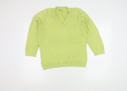 Country Casuals Women's Green Cable-Knit L Pullover Jumper