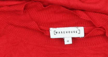 Warehouse Women's Red Round Neck Jumper Size 12