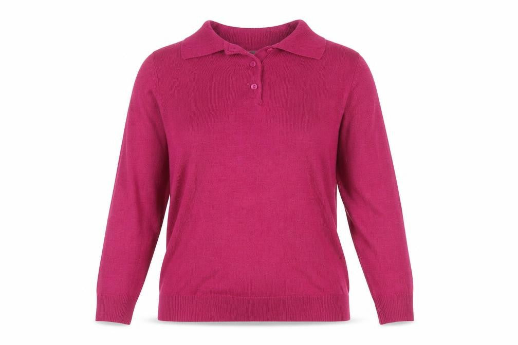 Damart Women's Pink Wool Polo Shirt, Size 14