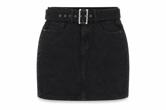 PRETTYLITTLETHING Women's Black Denim Skirt, UK 10