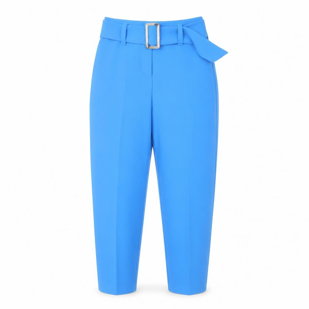 Topshop Blue Belted Tapered Trousers, Size 6