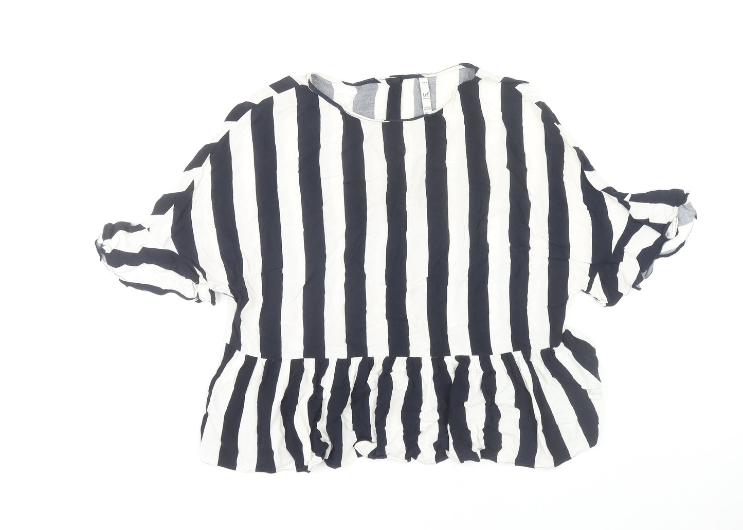 Zara Women's Black and White Striped Blouse XS