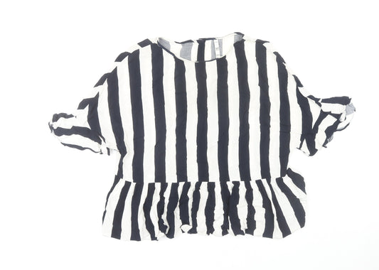 Zara Women's Black and White Striped Blouse XS