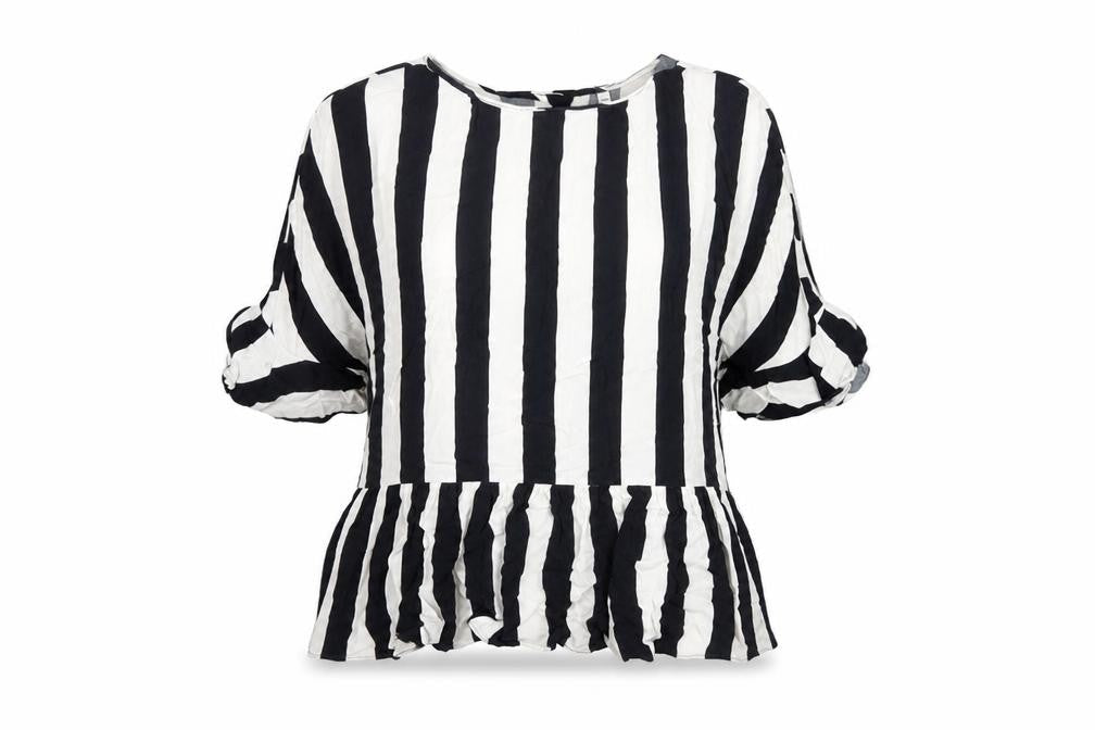 Zara Women's Black and White Striped Blouse XS