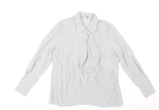 Jaeger Women's Grey Button-Up Shirt Size 10