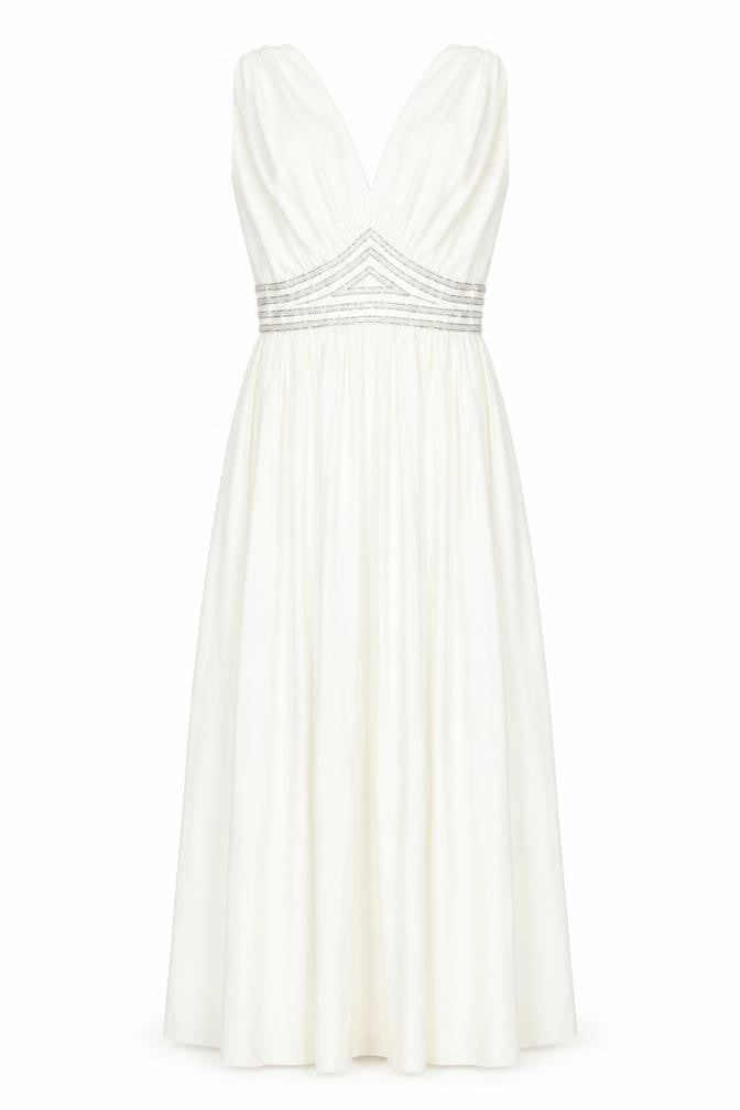 Trina Lewis Women’s Ivory A-Line Midi Dress