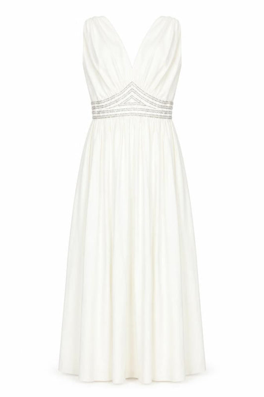 Trina Lewis Women’s Ivory A-Line Midi Dress