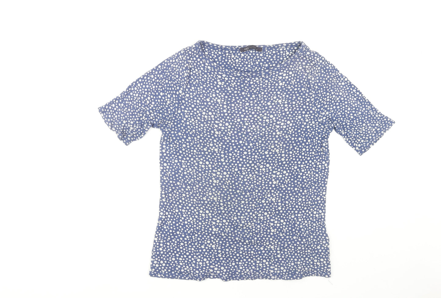 Marks and Spencer Women's Blue Polka Dot Top, Size 14