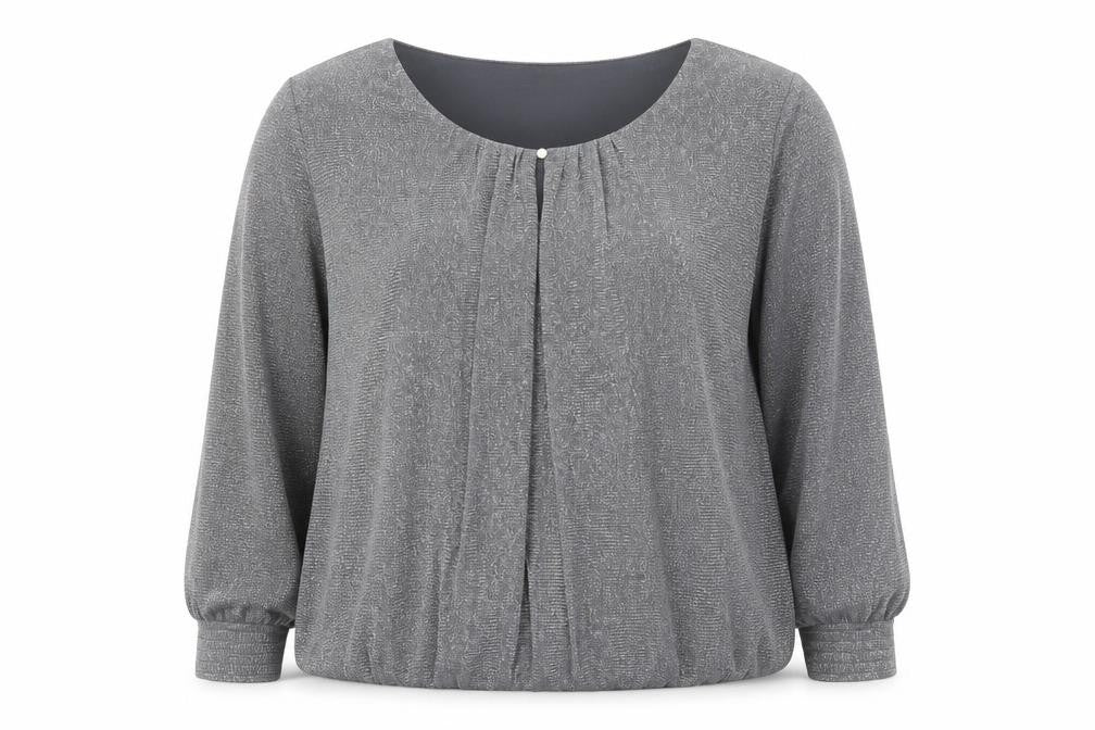 Wallis Women Silver Long Sleeve Top, Size L, Metallic Sheen