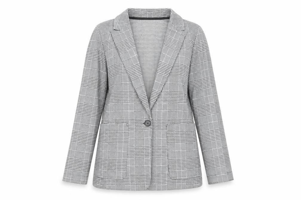 H&M Women's Black Check Blazer - Size 8