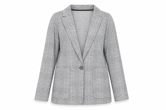 H&M Women's Black Check Blazer - Size 8