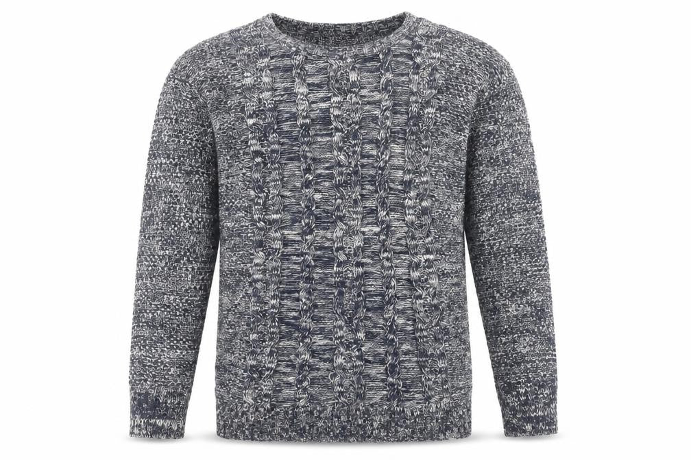 John Baner Men's Blue Cable-Knit Pullover Jumper S