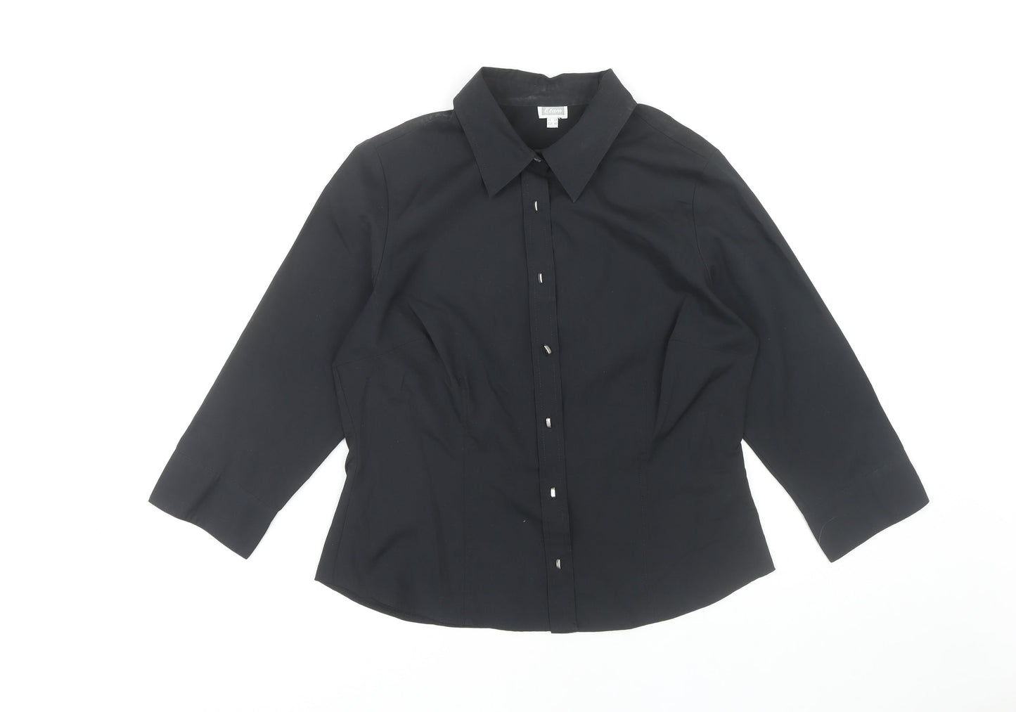 Etam Women's Black Button-Up Shirt - Size 14