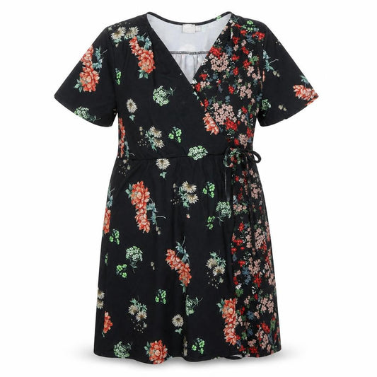 ASOS Women's Floral Wrap Dress, Multicoloured, Size 18