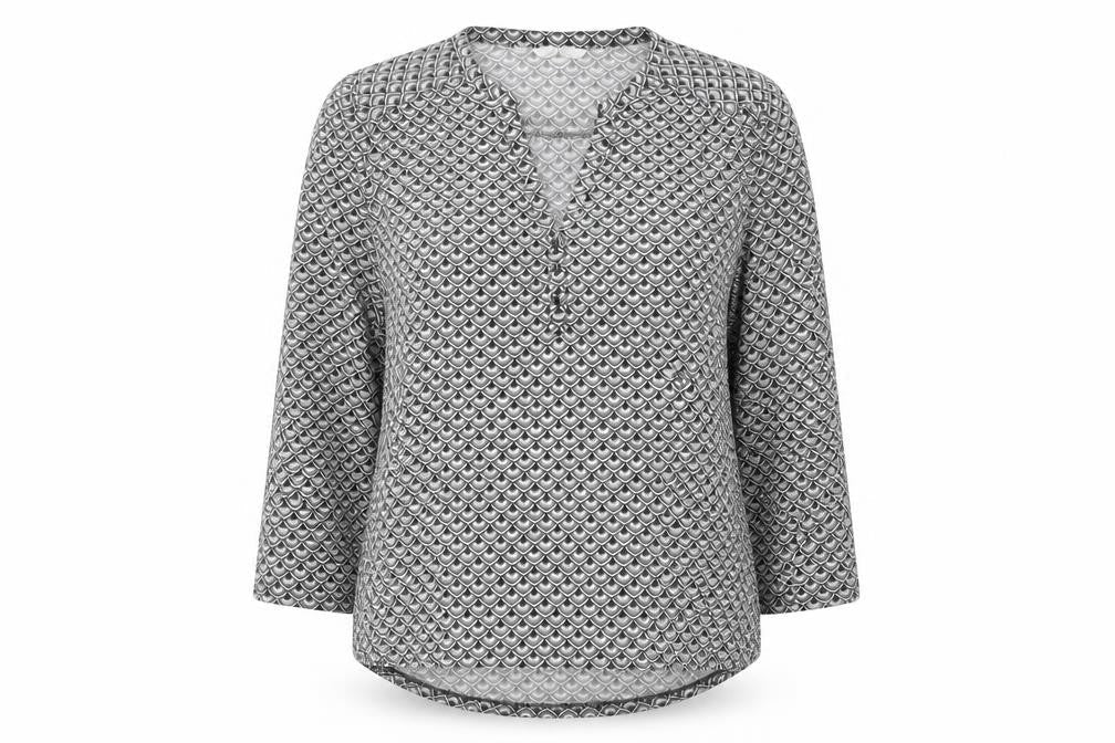 H&M Women's Black Geometric Blouse, Size 12