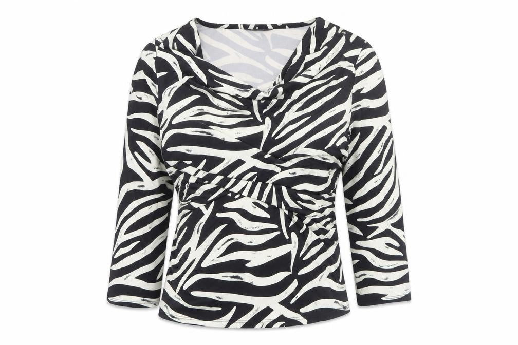 Kaleidoscope Women’s Black Animal Print Wrap Top Size 14