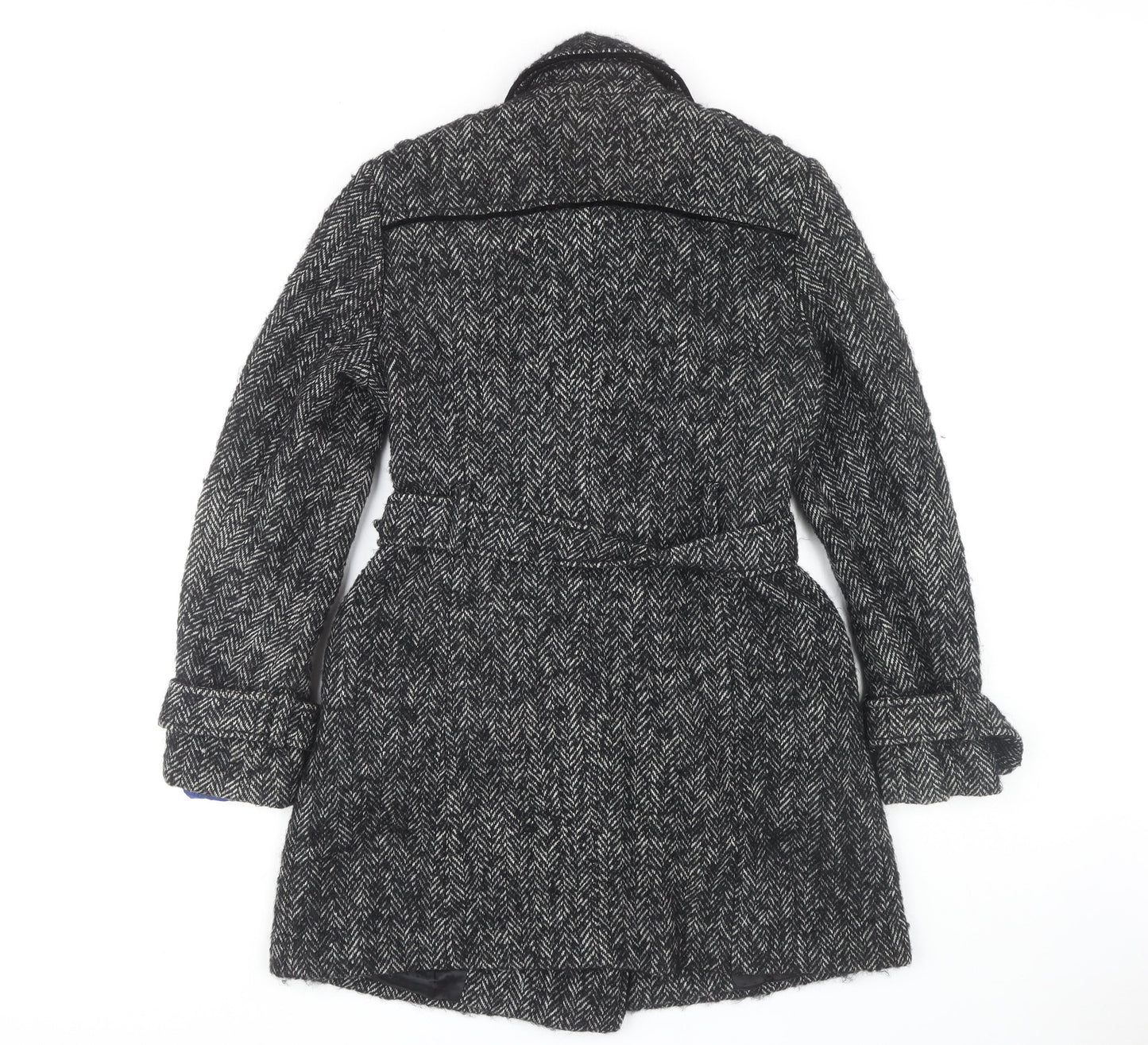 Jasper Conran Women's Black Tweed Trench Coat Size 12