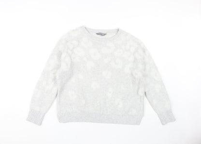 Additional front view of Principles Women's Grey Animal Print Pullover, size 12