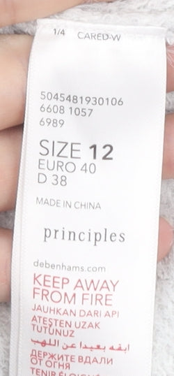 Close-up detail of Principles Women's Grey Animal Print Pullover, size 12