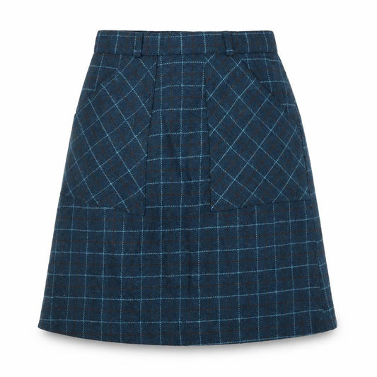Charlotte Halton Women's Blue Check A-Line Skirt, Size 10