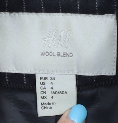 H&M Women's Black Pinstripe Blazer Size 6