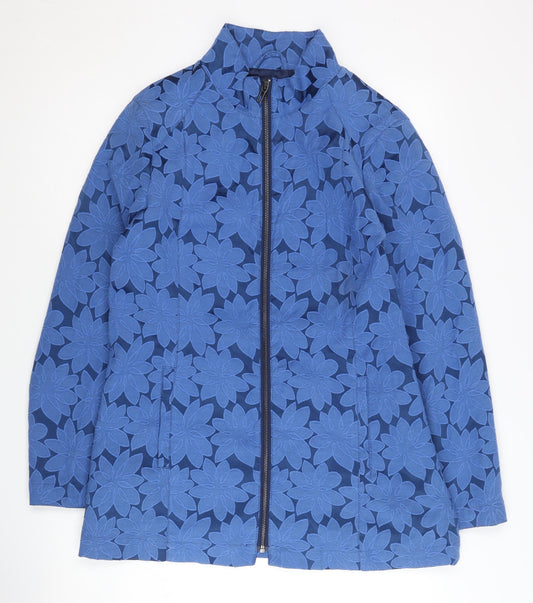Cotton Traders Women's Blue Floral Zip Jacket Size 10