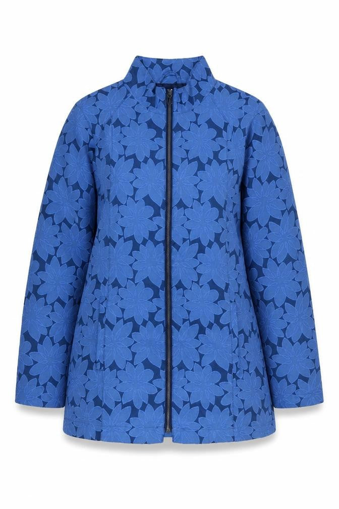 Cotton Traders Women's Blue Floral Zip Jacket Size 10