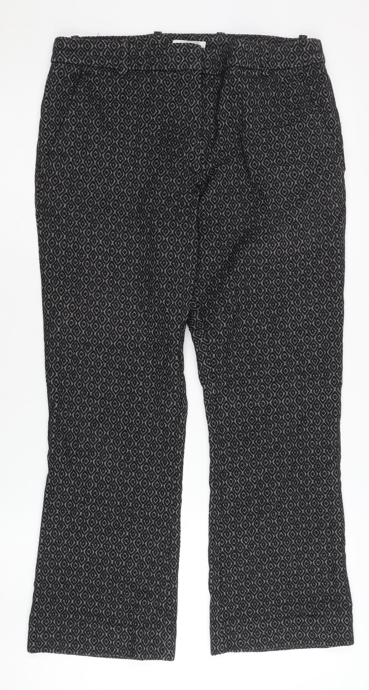 H&M Women's Black Geometric Print Trousers Size 12