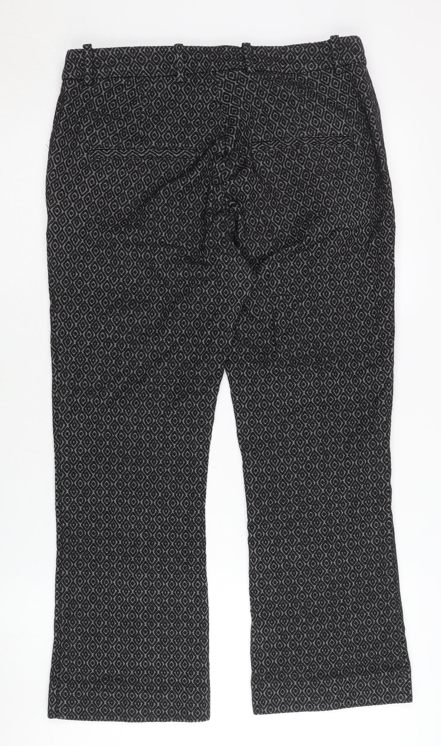 H&M Women's Black Geometric Print Trousers Size 12