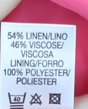 Close-up detail of Dunnes Women’s Pink Blazer, size UK 16, Linen Blend