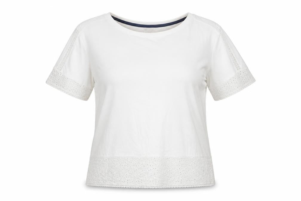 Balmar Heritage Women White Size 14 Crochet Trim T-Shirt