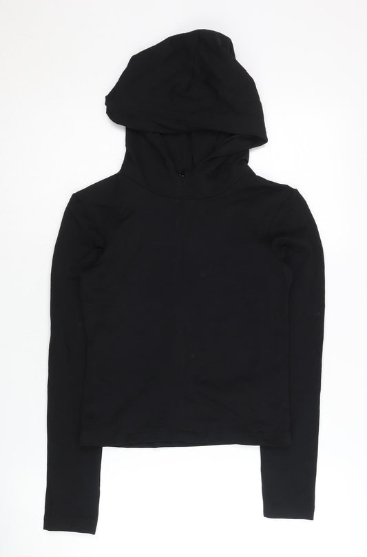 Zara Women Black Hoodie, Size 2, Lightweight, Casual