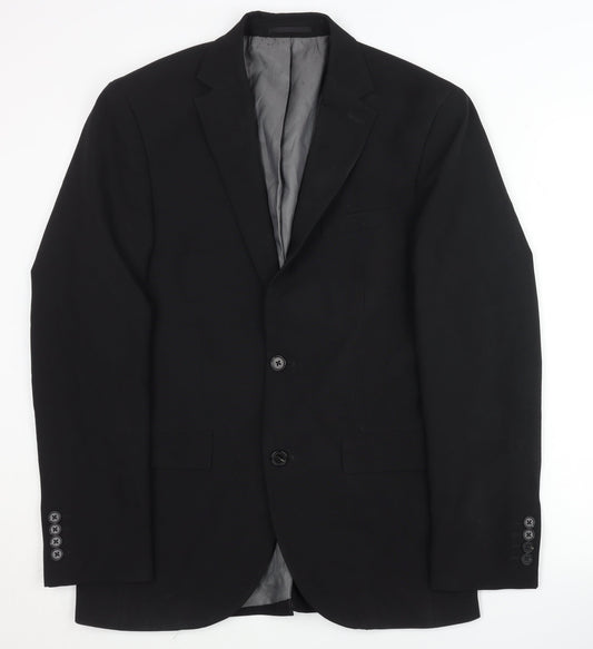 Next Men's Black Regular Fit Blazer, Size 36