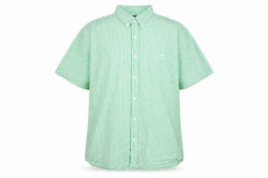 Lands' End Men's Green Striped Casual Shirt - XL