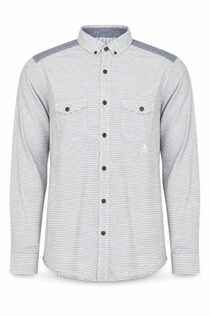 Label Lab Men's Blue Striped Button-Up Shirt M
