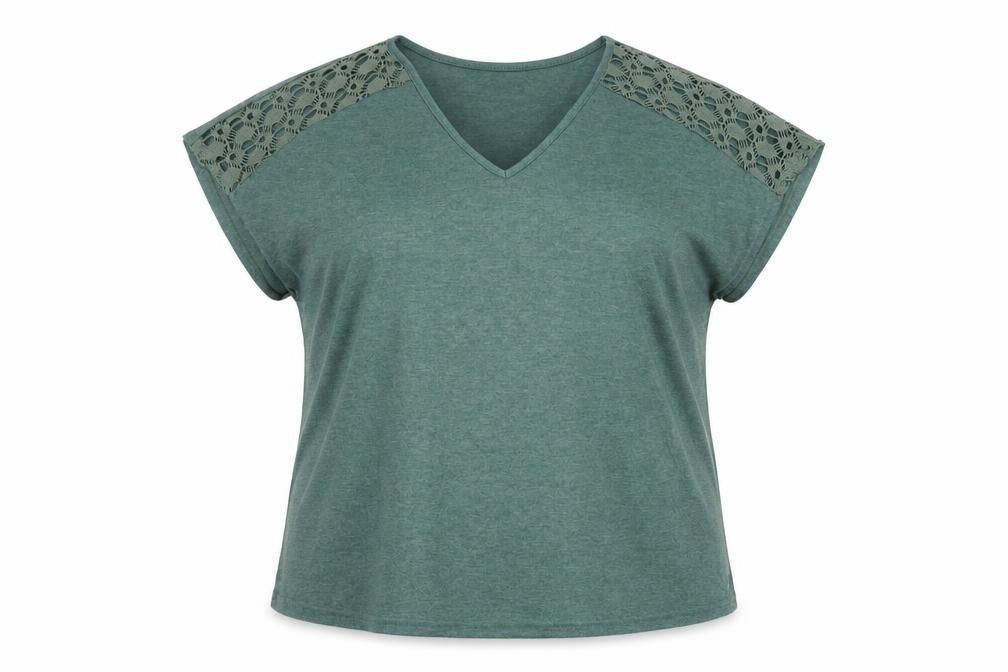 Emery Rose Women's Green XL V-Neck T-Shirt
