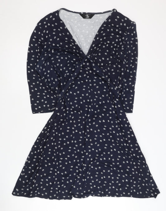 Mothercare Women's Blue Wrap Dress Size 14 Geometric