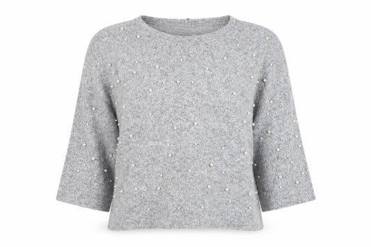 Zara Women's Grey Beaded Pullover Jumper Size 12