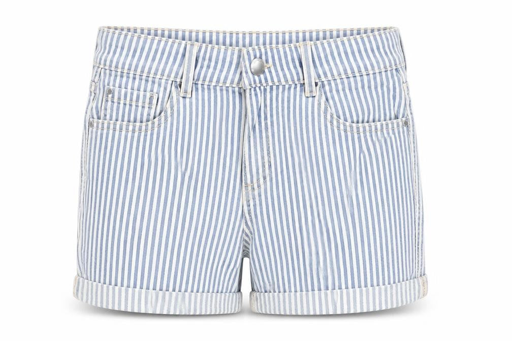 Cubus Girls Blue Striped Denim Shorts Age 12 Years Chino Style