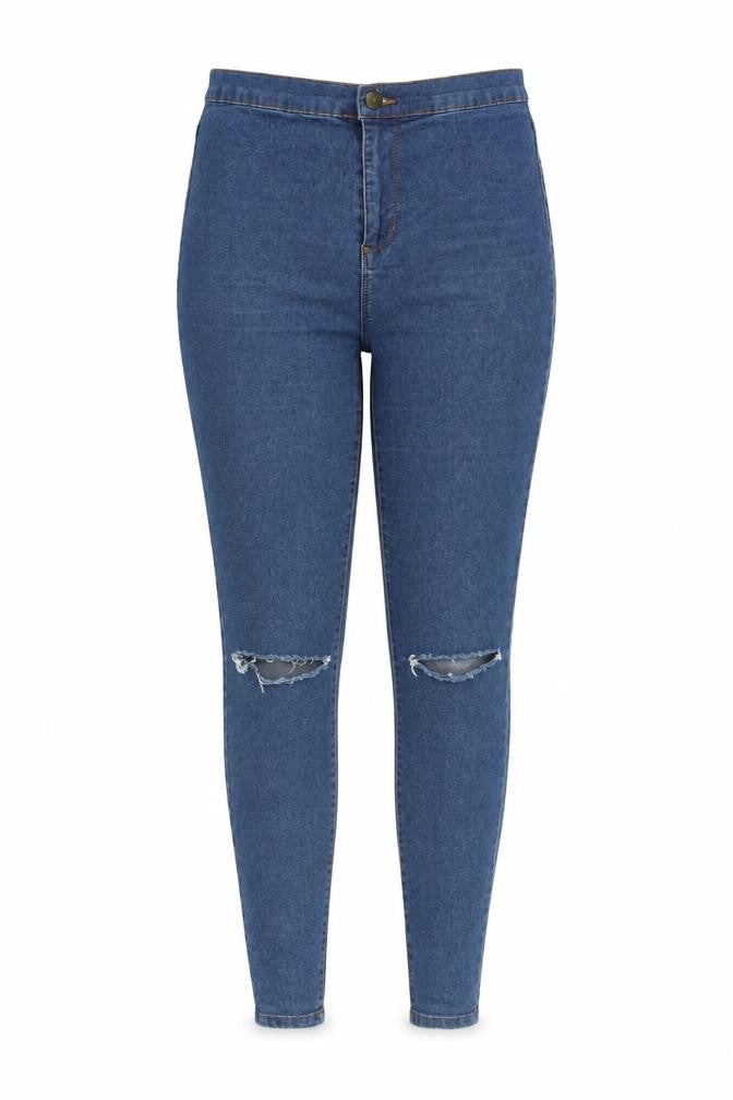 Denim Co. Women's Blue Skinny Distressed Jeans, Size 12