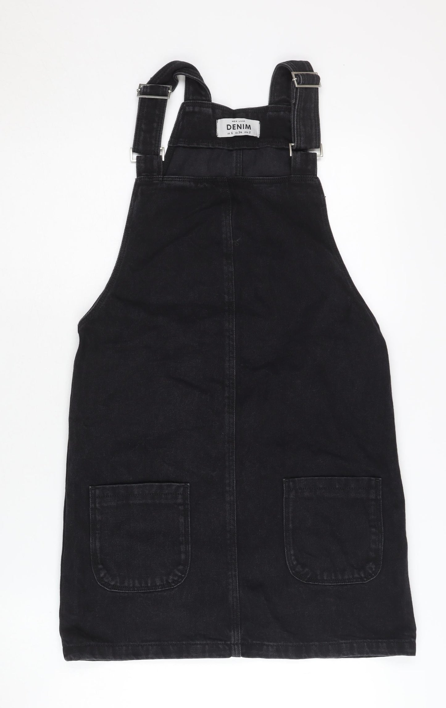 New Look Women's Black Denim Dungaree Dress Size 6