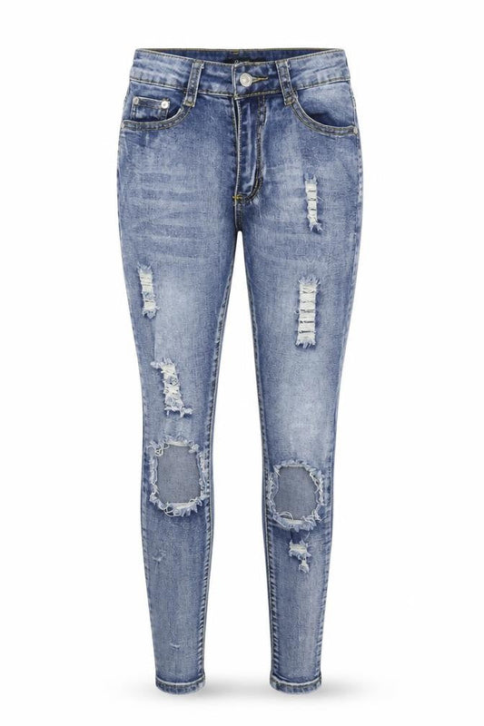 Denim Wise Women's Blue Skinny Distressed Jeans