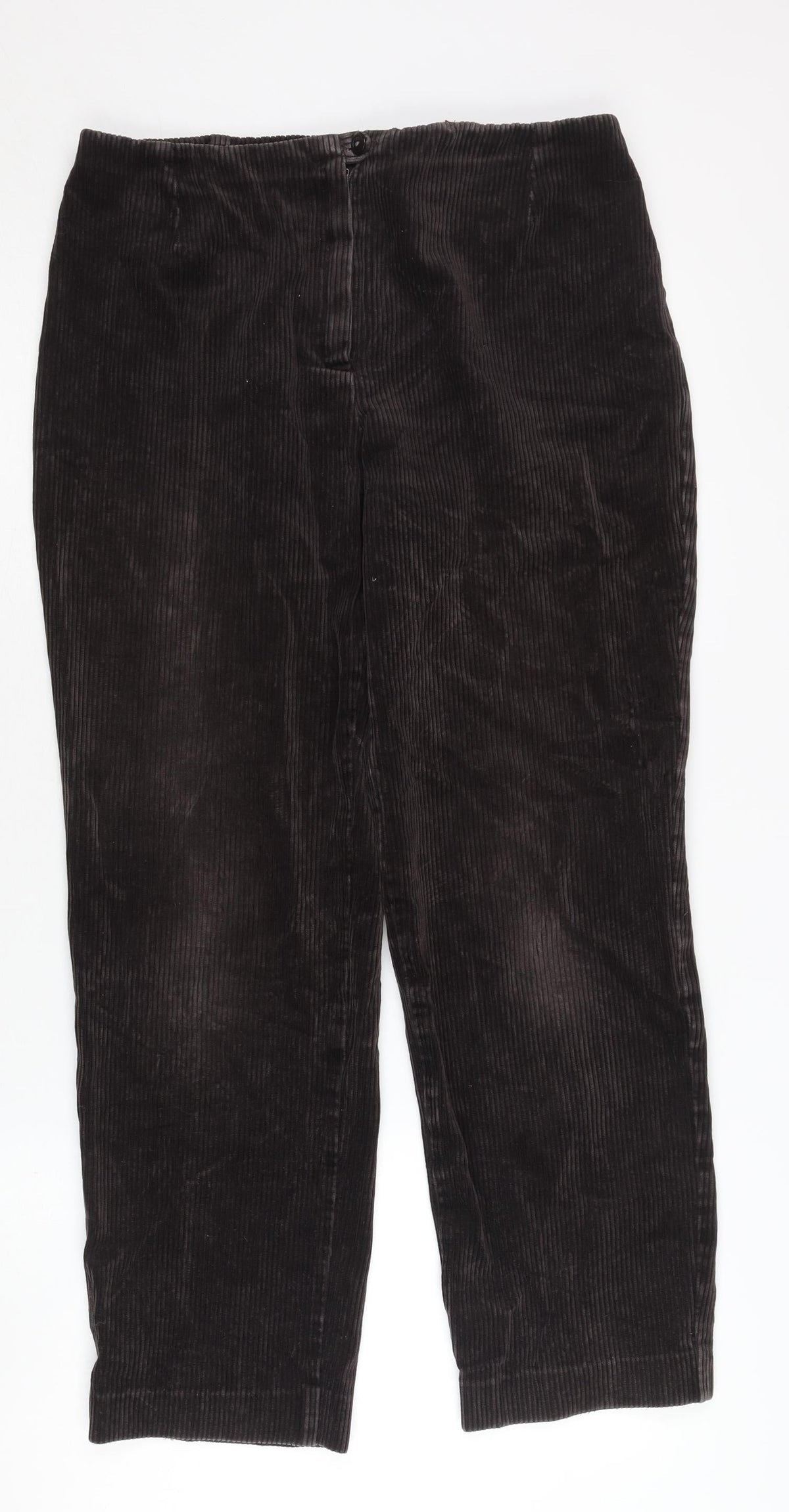 Women's Black Corduroy Cropped Trousers Size 14