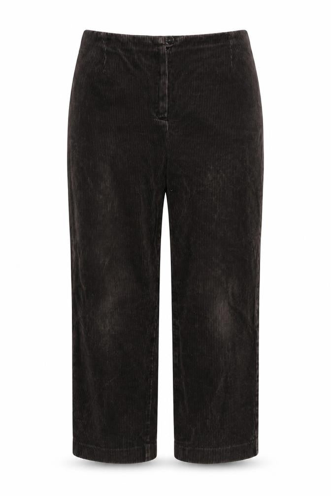 Women's Black Corduroy Cropped Trousers Size 14