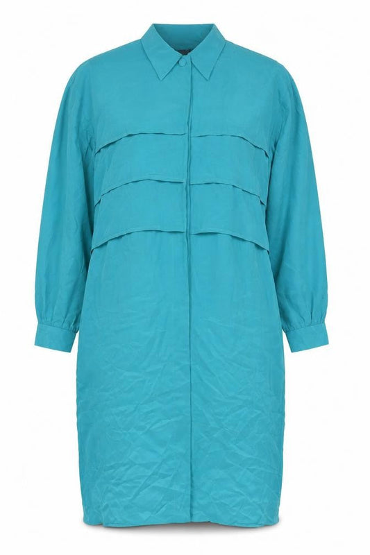 YL Dress Elegant Women's Blue Silk Dress - Size 12