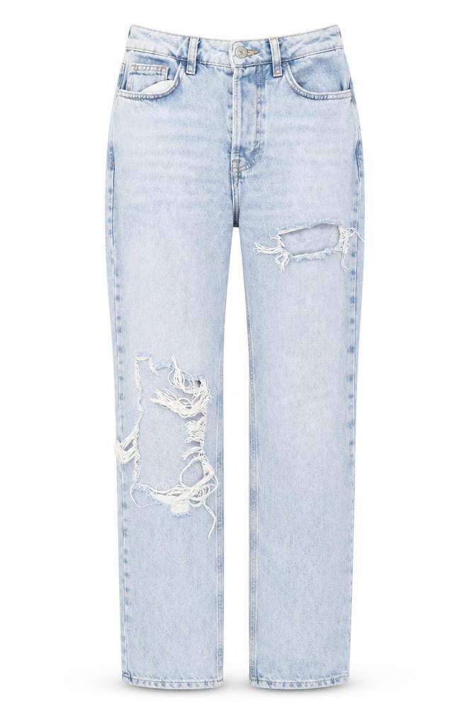 Primark Women's Blue Distressed Straight Jeans Size 6