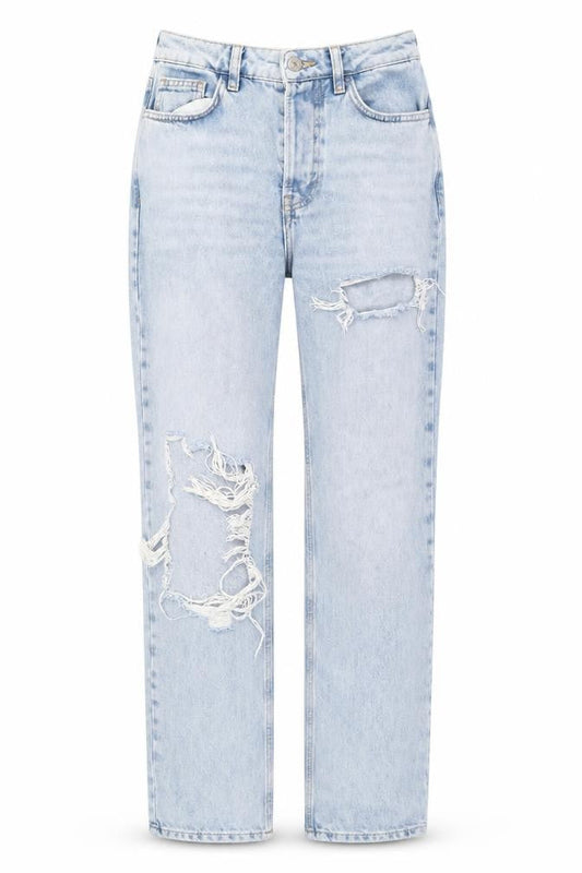 Primark Women's Blue Distressed Straight Jeans Size 6