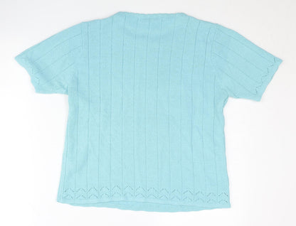 Back view of Berkertex Women's Blue Crew Neck Jumper, size 14